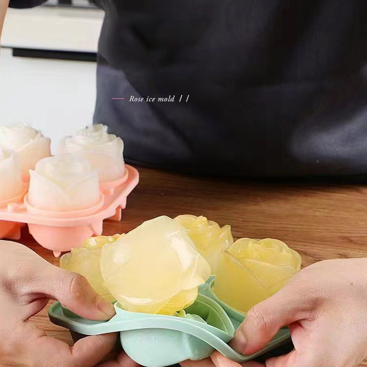 Cetakan es mawar 3D 4 lubang b - Kitchen Appliances Holder ulasan dan harga